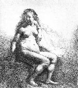 REMBRANDT Harmenszoon van Rijn Seated female nude oil painting reproduction